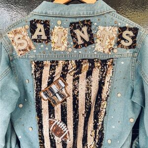 Custom New Orleans Saints Inspired Denim Jacket